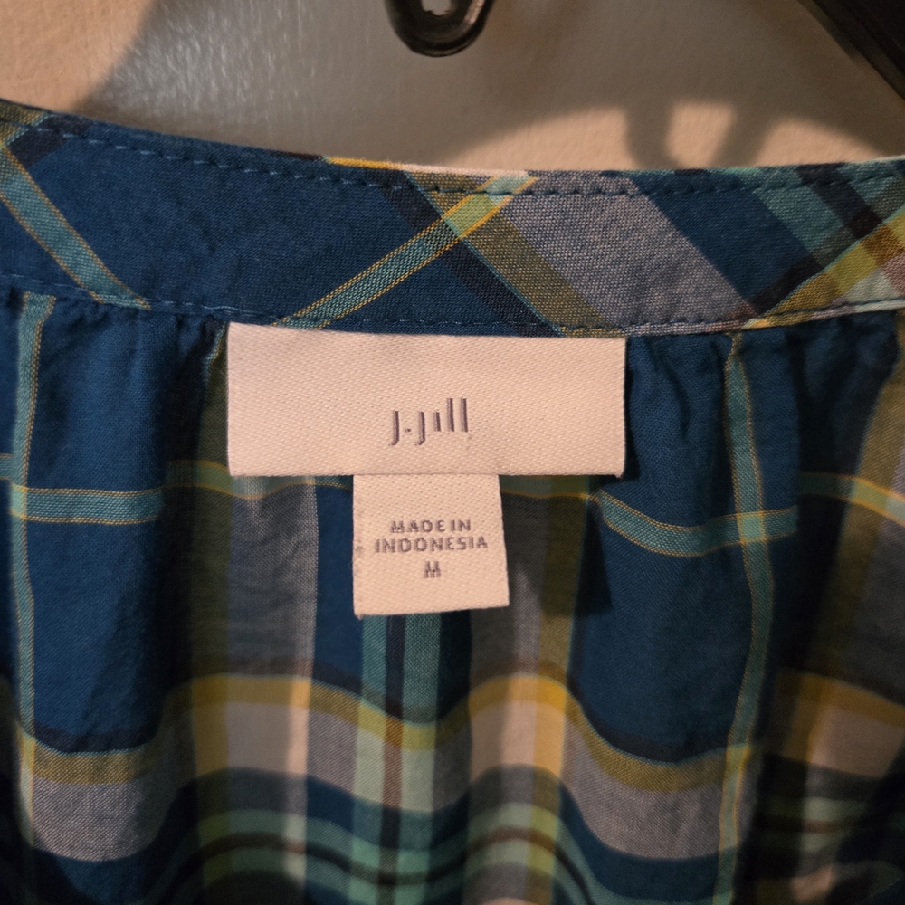 J. Jill Women's Plaid Blouse in Blue and Yellow - Picture 2 of 6